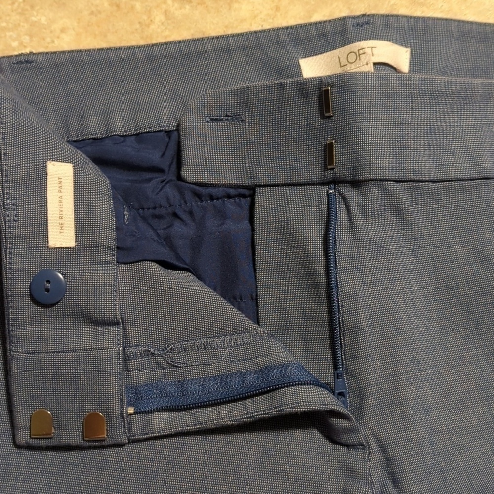 Loft Riviera Womens Size 12 Straight Leg Blue Dress Pants - Picture 9 of 12